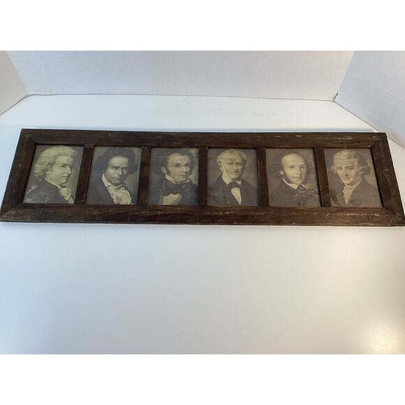 1890s Mozart Beethoven Liszt Wagner Lithograph Composers lot Framed vtg - Picture 1 of 6
